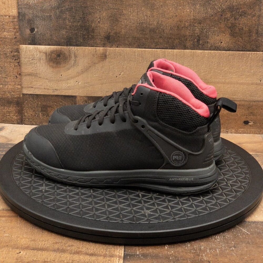 TIMBERLAND PRO DRIVE TRAIN MID COMPOSITE TOE WOMENS BOOTS BLACK PINK SIZE 9 - Picture 5 of 9